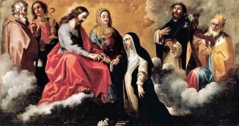 Mystic Marriage of Catherine of Siena (circa early 1700s) by Clemente de Torres, Wikimedia Commons